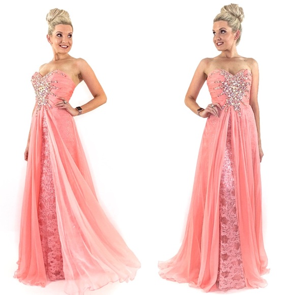 Glam Pageant Prom Dress with Overlay Skirt - Picture 5 of 8